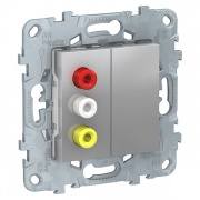 Розетка 3 RCA SE Unica NEW, алюминий