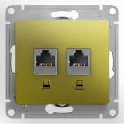 Розетка двойная компьютерная RJ45+RJ45  кат.5E  механизм SE Glossa, фисташковый