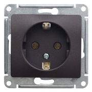 Розетка с заземлением 16А механизм SE Glossa, шоколад