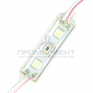 02-08 Модуль светодиодный, 12В, 0,48 Вт, 2*smd 5054, 20Лм/д, IP65, 6500 К, 61*15*6мм, силиконовая заливка,ХБ