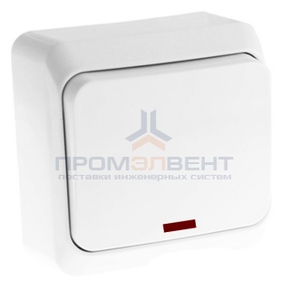 Выключатель одноклавишный с подсветкой Этюд белый [уп 25 шт]