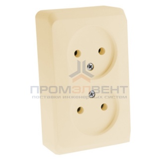 Розетка двойная б/з Этюд кремовая [уп 16шт]