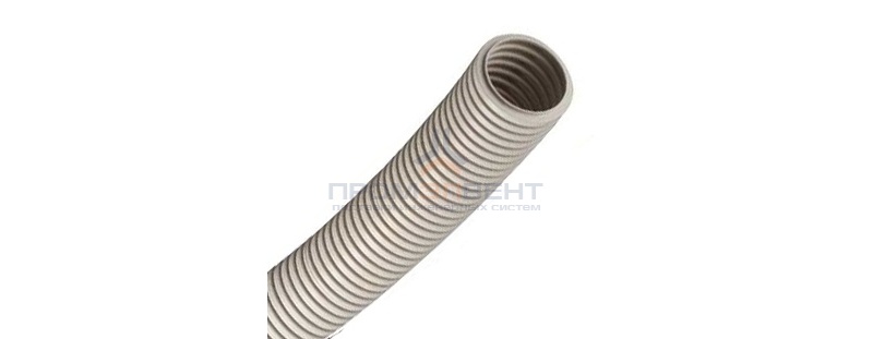 Труба ПВХ гибкая гофр. д.25мм, лёгкая без протяжки, цвет серый [бухта 25м]