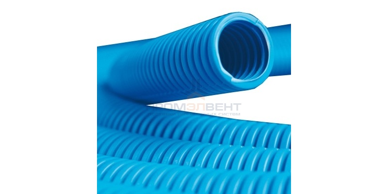 Труба ППЛ гибкая гофр. д.32мм, сверхтяжёлая с протяжкой, цвет синий [бухта 25м]