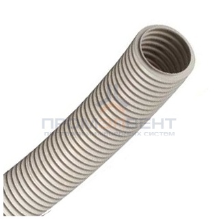 Труба ПВХ гибкая гофр. д.16мм, лёгкая без протяжки, цвет серый [бухта 25м]