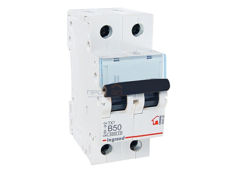 Автоматический выключатель Legrand TX3 B50A 2П 6kA (автомат)