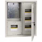 Щит металлический ЩУРн-3/24зо-1 36 УХЛ3 IP31 на 3-х фазный счетчик и 24 модуля навесной ИЭК